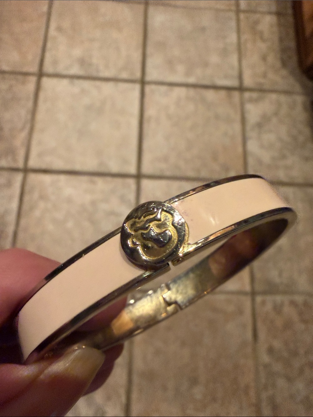Spartina blush color Enamel Bangle Bracelet with Gold Accent